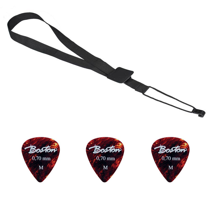Gaucho GST30BK Set curea chitară clasică, 3 pene