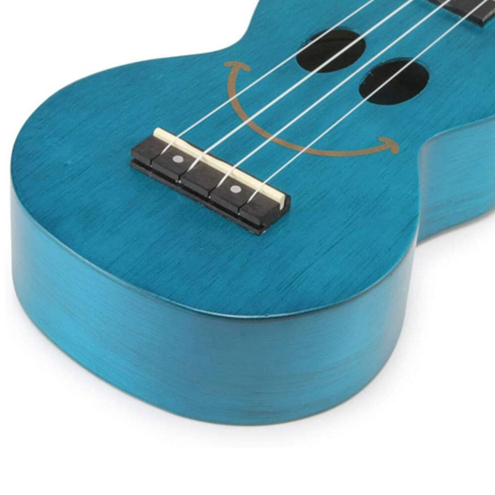 Mahalo SMILETBU – Set ukulele sopran, seria Basic1, finisaj albastru transparent, cu husă și 6 pene