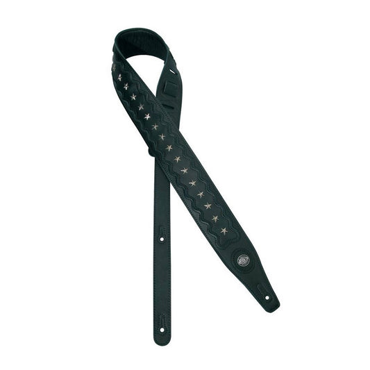 Gaucho GST652BK Curea chitară, negru, piele, inserții stea