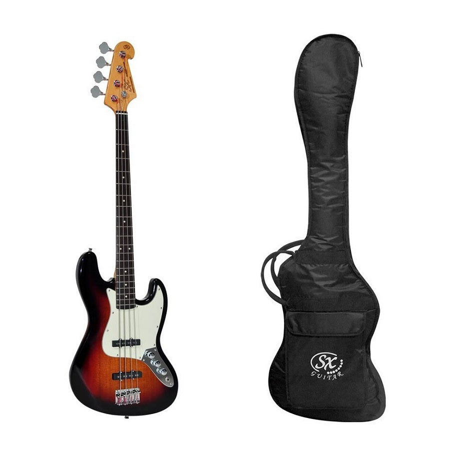 SX SJB623TS Chitară electrică bas, sunburst, husă