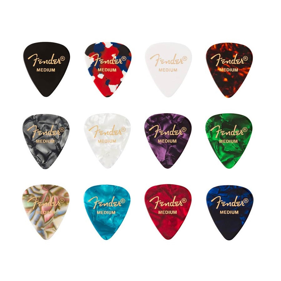 Fender Set pene de chitara celluloid medley 12 bucati, medium, mix