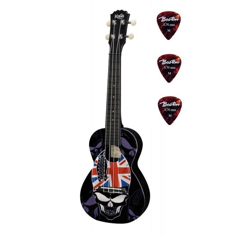 Korala PUC3004 – Ukulele concert, policarbonat, 61 cm, set cu 3 pene
