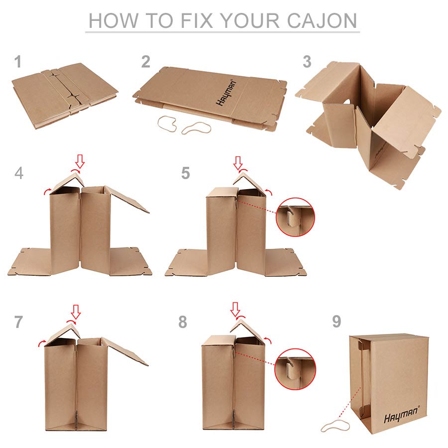 Hayman CAJ25CB Cajon DIY din carton, 33 x 31 x 44 cm