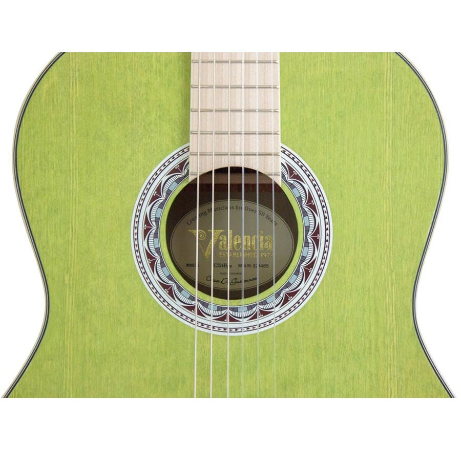 Valencia VC354GN – Chitară clasică 4/4, molid Sitka & mahon, verde satinat
