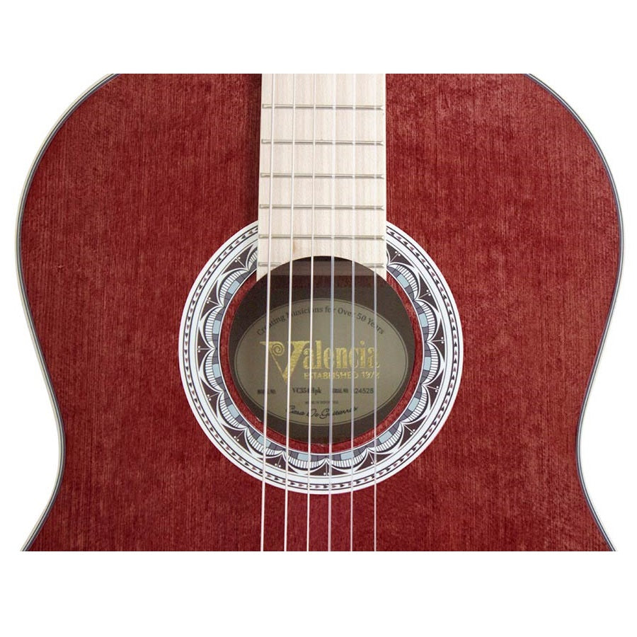 Valencia VC354WR – Chitară clasică 4/4, molid Sitka & mahon, roșu satinat (wine red)