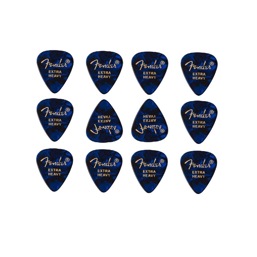 Fender 351 Shape Premium Picks Set (1980351602) – Set pene de chitară, 12 bucăți, Extra Heavy, Blue