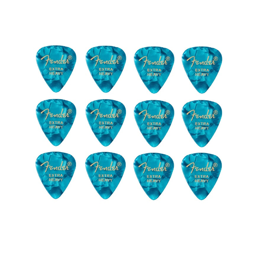 Fender 351 Shape Premium Picks Set (1980351608) – Set pene de chitară, 12 bucăți, Extra Heavy, Ocean Turquoise