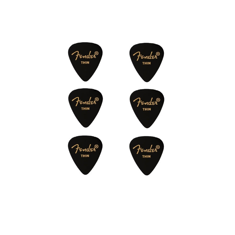 Fender 351 (1980351706) – Set de pene de chitară Premium Shape, 6 bucăți, Thin, Black
