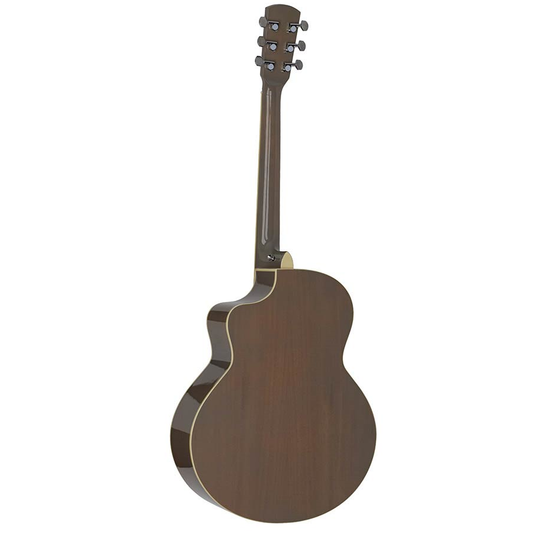 Nashville GOF105MGR Chitară acustică cu gaură de rezonanță offset, Quilted Agathis, Mouse Grey