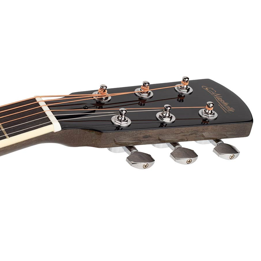 Nashville GOF110TBK Chitară acustică cu gaură de rezonanță offset,Transparent Black