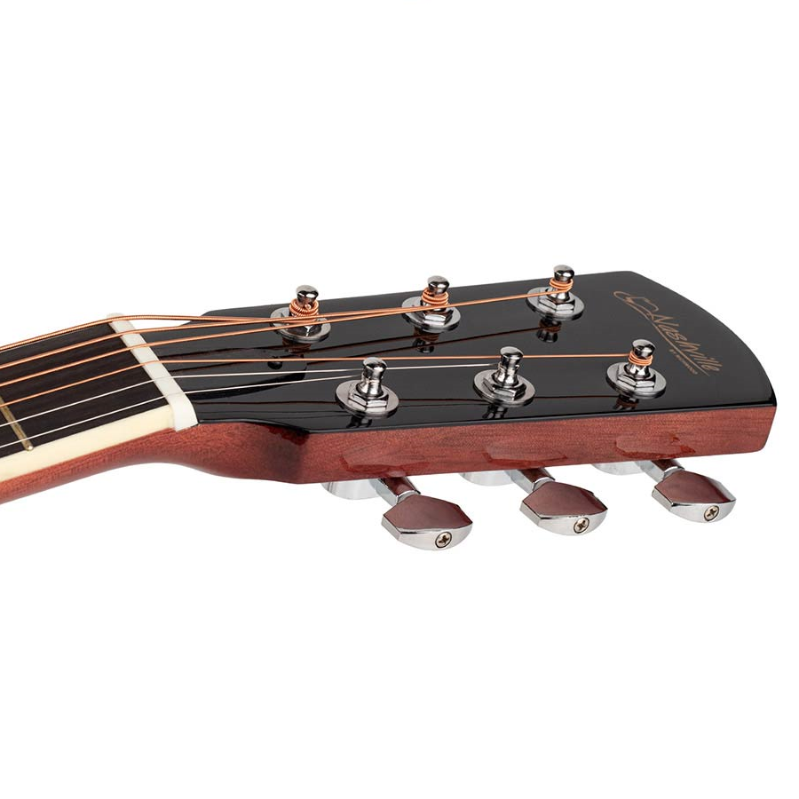 Nashville GOF110TRD Chitară acustică cu gaură de rezonanță offset, Transparent Red