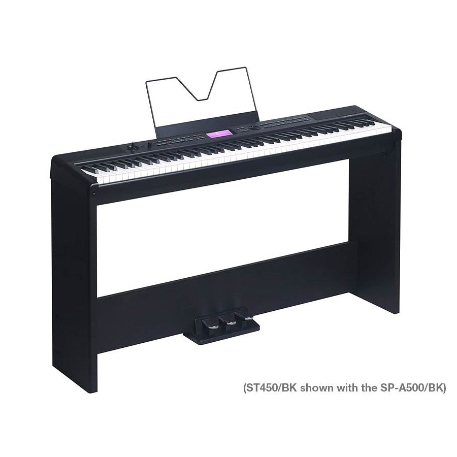 Medeli ST450BK Stand din lemn pentru pian digital SPC120, SPC220 și SPA500, cu 3 pedale, negru