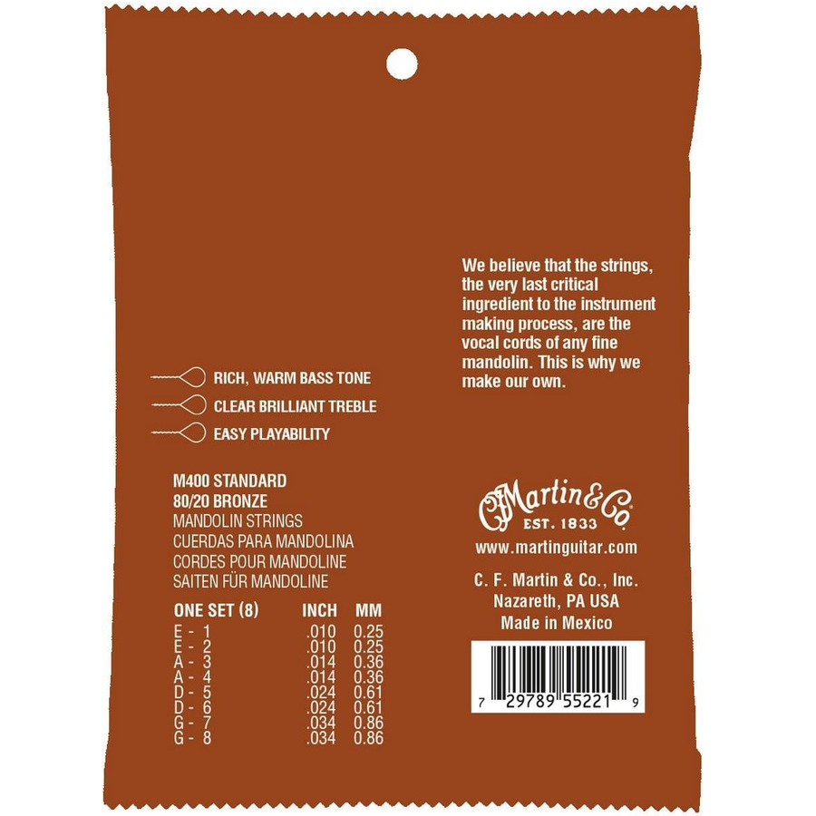 Martin M400 Set corzi mandolină 010-034