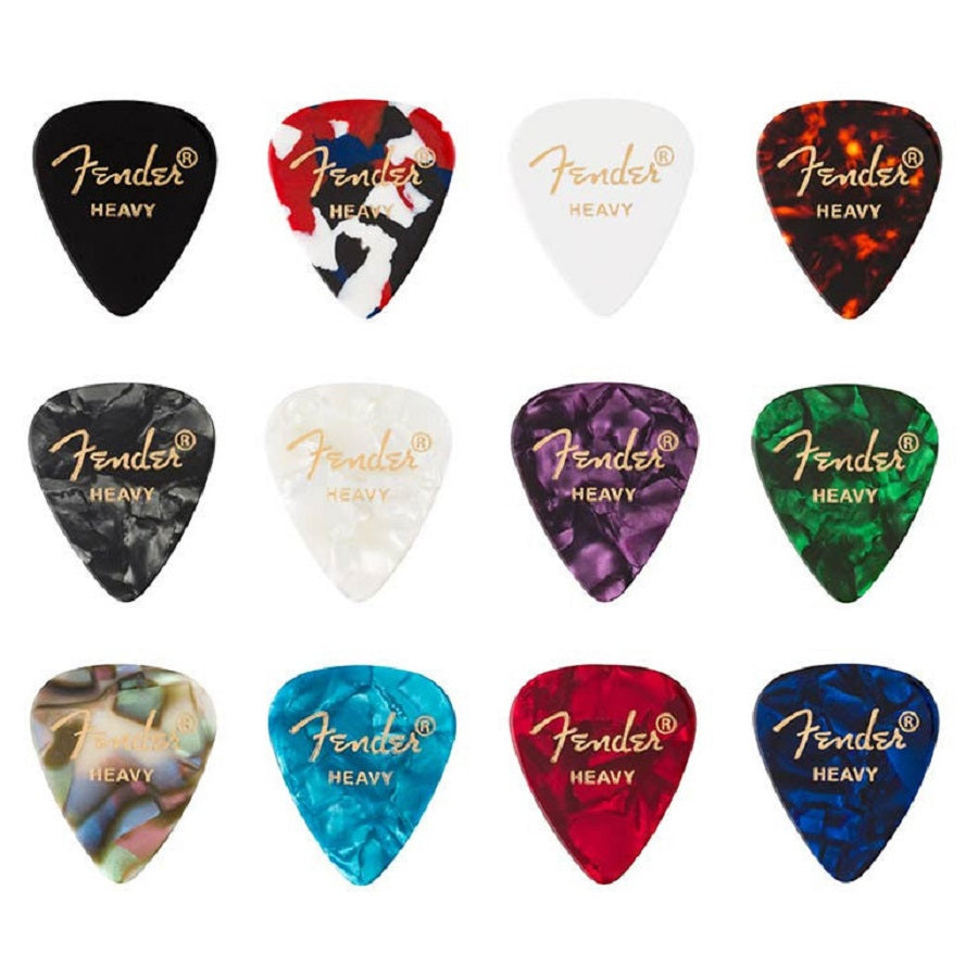 Fender Set pene de chitara celluloid medley 12 bucati, heavy, mix