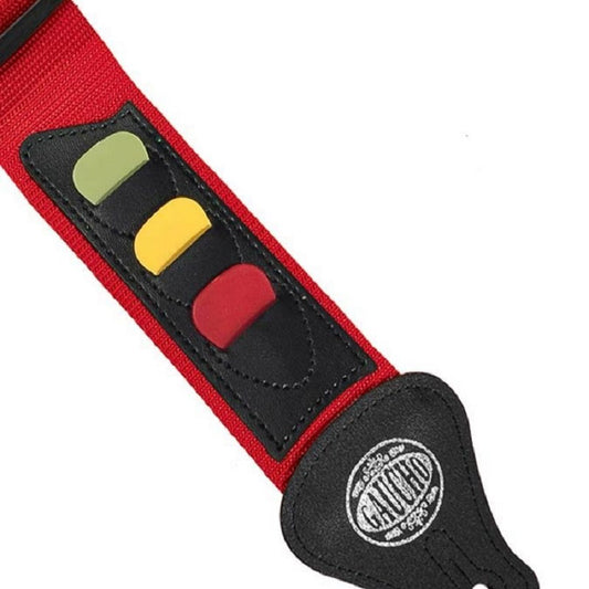 Gaucho GST55RD Set curea chitară, 3 pene, roșie