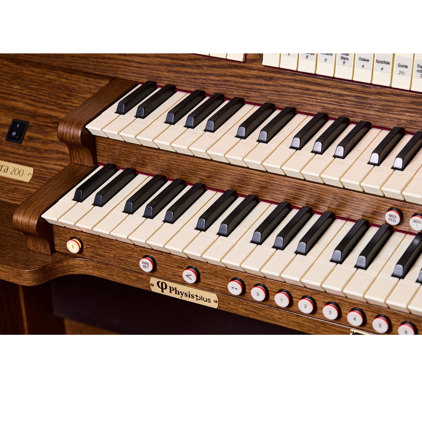 Viscount Opera 200 – Orga de biserică digitală cu două claviaturi, pedalier cu 32 de note, 41 de registre + 3 voci orchestrale, Physis Plus