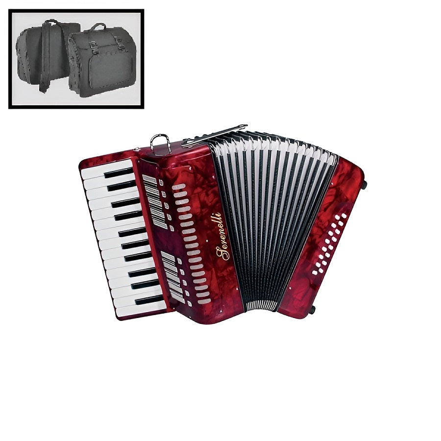 Serenelli Y1625R Acordeon 16 bași, 25 clape, cu husă, roșu
