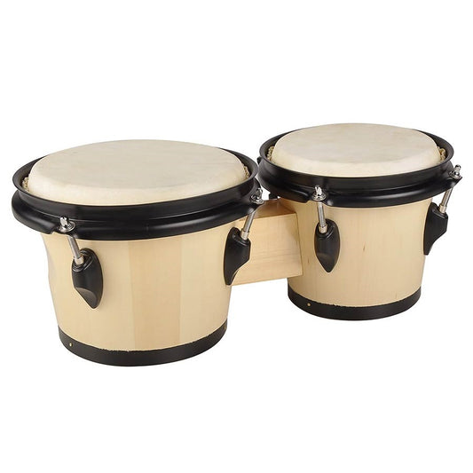 Hayman BG402NT Bongo din lemn masiv, 6,8" + 7,8", fețe din piele naturală, finisaj natur/negru