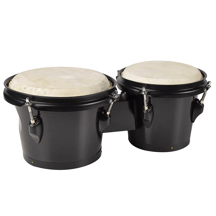 Hayman BG402BK Bongo din lemn masiv, 6,8" + 7,8", fețe din piele naturală, finisaj negru