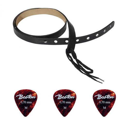 Gaucho GSTU60BK Set curea ukulele piele, 3 pene