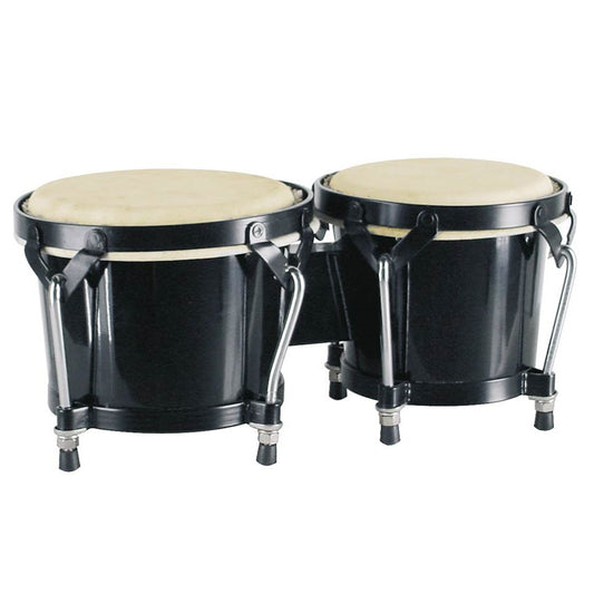 Hayman BG405BK Bongo din lemn masiv, 6,85" + 7,95", fețe din piele naturală, finisaj negru