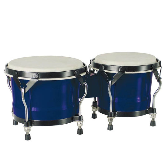 Hayman BG405BU Bongos din lemn tare, 6,85" + 7,95", piele naturală, hardware negru, finisaj albastru