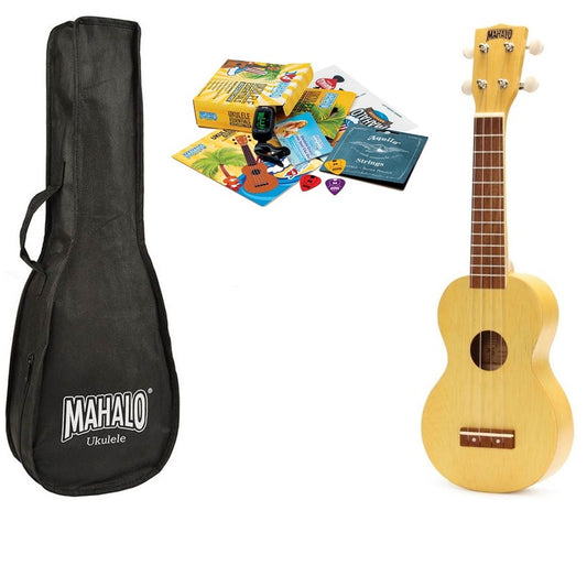 Mahalo MK1TBS Pro – Set ukulele sopran, caramel transparent/natur, cu accesorii complete