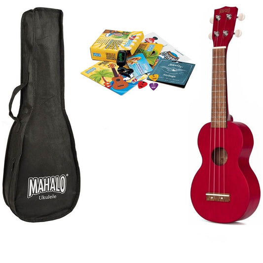 Mahalo MK1TRD Pro – Set ukulele sopran, roșu transparent, cu accesorii complete