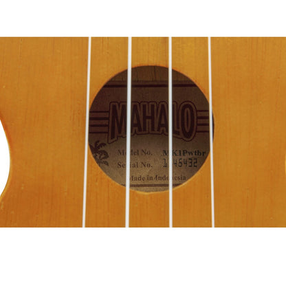 Mahalo MK1PWTBR – Set ukulele sopran Kahiko Plus Series, maro transparent, cu husă