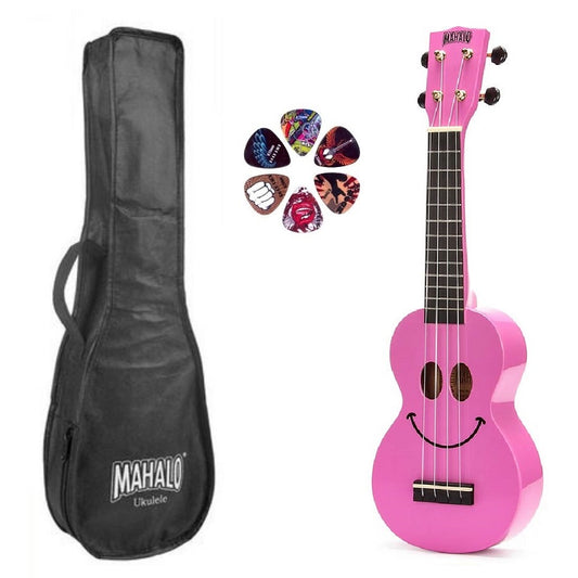 Mahalo SMILE PK Set ukulele sopran, roz, cu husă și 6 pene
