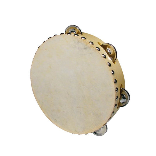 Hayman CSN0806 Tamburină din lemn, 8", piele naturală, 5 zurgălăi