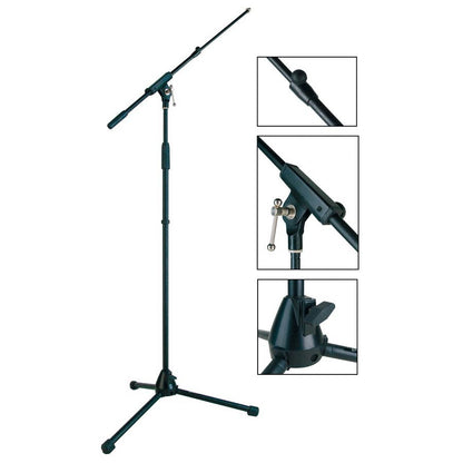 Boston MS1425BK Stativ microfon Stage Pro Series, cu braț telescopic, negru, max. 168 cm