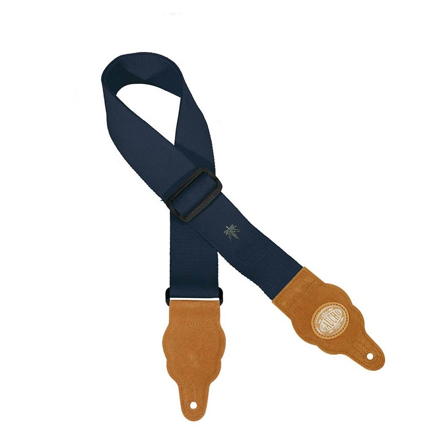 Gaucho GST100DB – Curea chitară Grass Series, cânepă și piele întoarsă maro, albastru închis