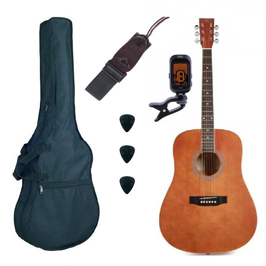 SX SD104GBRBasic2 Set chitară acustică, maro lucios