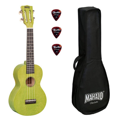 Mahalo ML2SG – Set ukulele concert, seria Island, finisaj verde Sea Green, cu husă și 3 pene