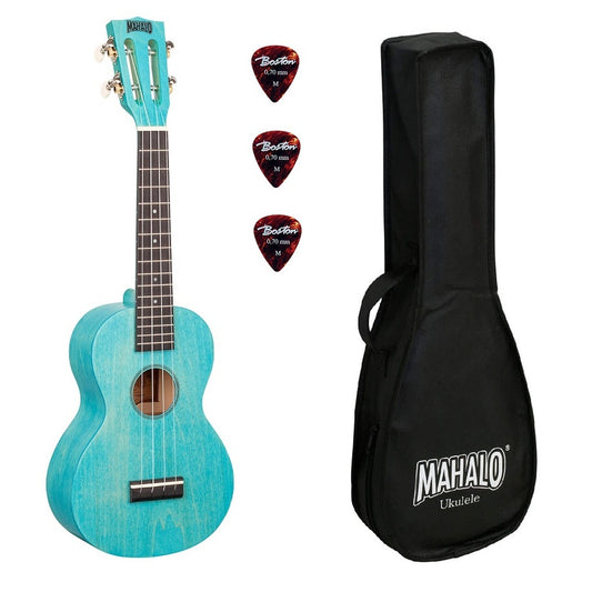 Mahalo ML2AB Ukulele concert, albastru deschis mat, husă