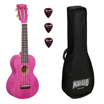 Mahalo ML2BC – Set ukulele concert, finisaj mov Berry Crush, 3 pene, cu husă