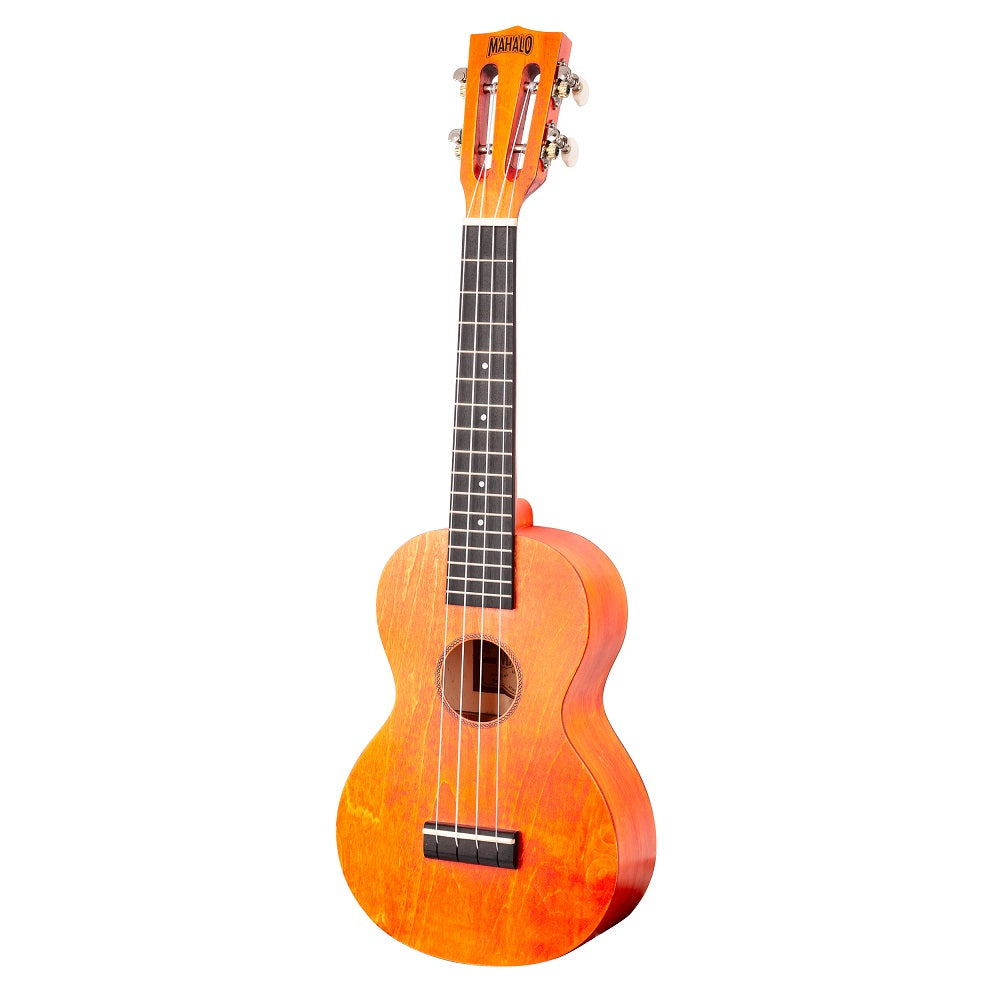 Mahalo ML2OS – Set ukulele concert, finisaj portocaliu Orange Sunset, cu husă și 3 pene