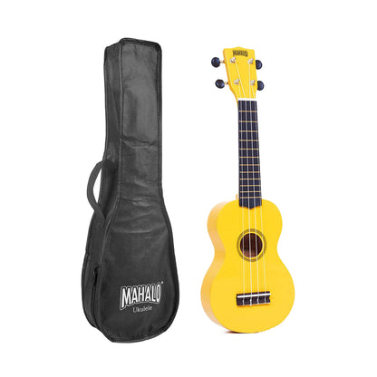 Mahalo MR1YW – Set ukulele sopran Rainbow Series, galben, cu husă