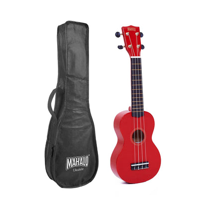 Mahalo MR1RD – Set ukulele sopran Rainbow Series, roșu, cu husă