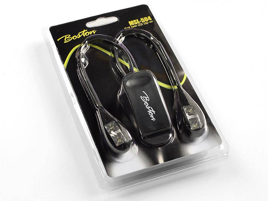 Boston MSL504 Lampă LED dublă pentru pupitru, cu clemă și cablu USB, negru
