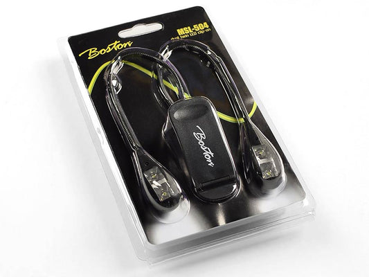 Boston MSL504 Lampă LED dublă pentru pupitru, cu clemă și cablu USB, negru