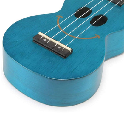 Mahalo SMILETBU – Set ukulele sopran, seria Basic1, finisaj albastru transparent, cu husă și 6 pene