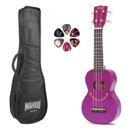 Mahalo SMILE TPP – Set ukulele sopran, violet transparent, cu husă și 6 pene