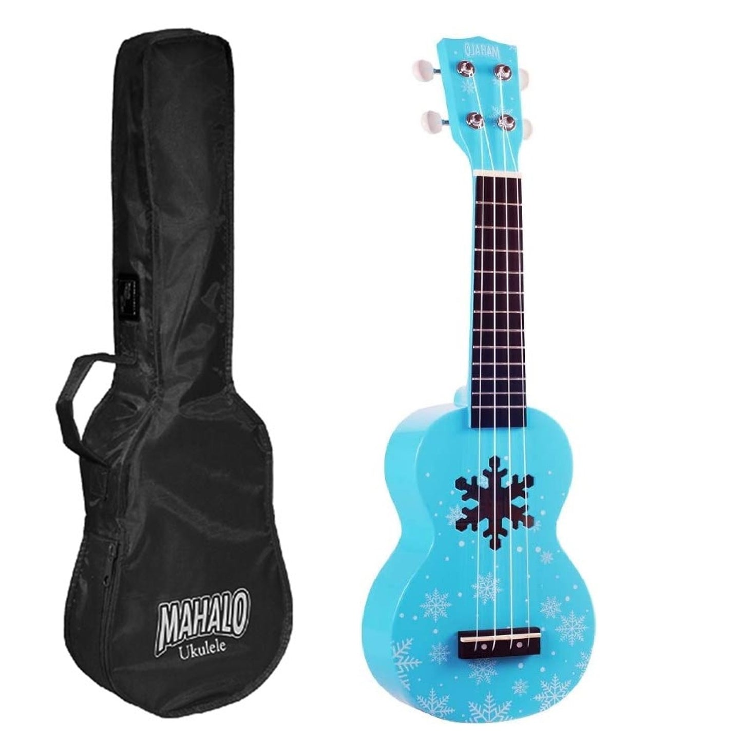 Mahalo MD1SNBU – Set ukulele sopran, seria Designer, model Fulg de zăpadă, finisaj albastru lucios, cu husă