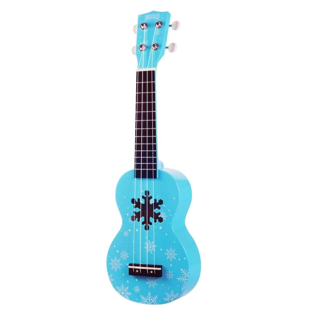 Mahalo MD1SNBU – Set ukulele sopran, seria Designer, model Fulg de zăpadă, finisaj albastru lucios, cu husă