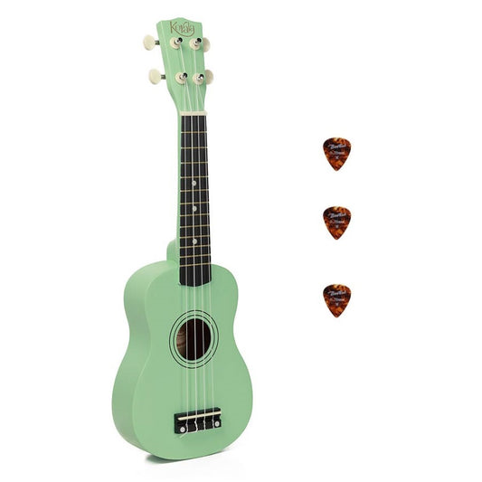 Korala UKS15GN – Set ukulele sopran, 3 pene, verde mat (fără husă)
