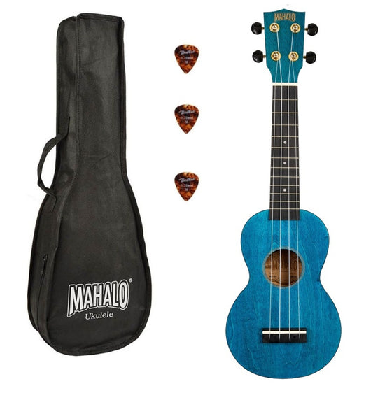 Mahalo MS1TBU Ukulele Slimline sopran, albastru, husă
