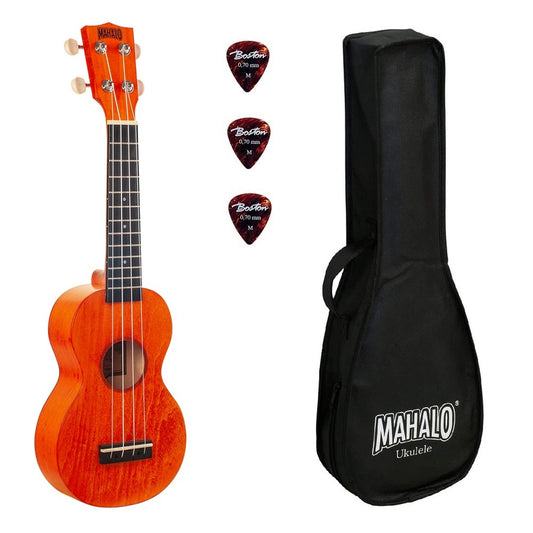 Mahalo ML1OS Ukulele sopran, finisaj Orange Sunset, husă