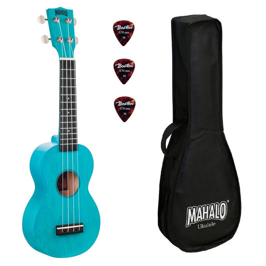 Mahalo ML1AB Ukulele sopran, albastru deschis mat, husă